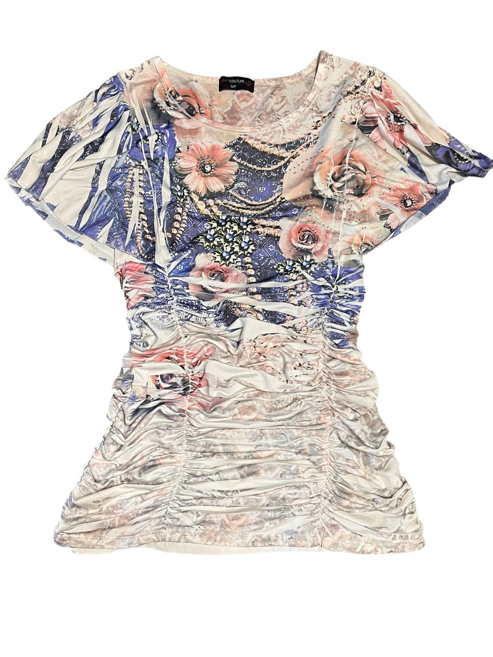 Candy Couture Y2K Women’s Ruched Floral Top